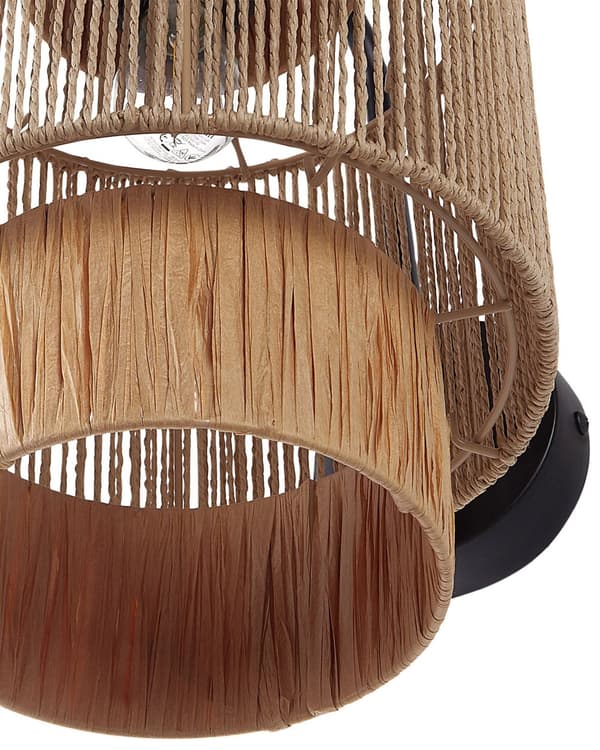 Sæt med 2 væglamper Naturlig Raffia papir reb lampeskærm Boho stil lysarmatur Håndlavet Stue Soveværelse