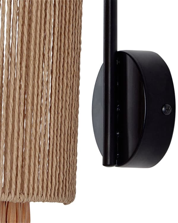 Sæt med 2 væglamper Naturlig Raffia papir reb lampeskærm Boho stil lysarmatur Håndlavet Stue Soveværelse