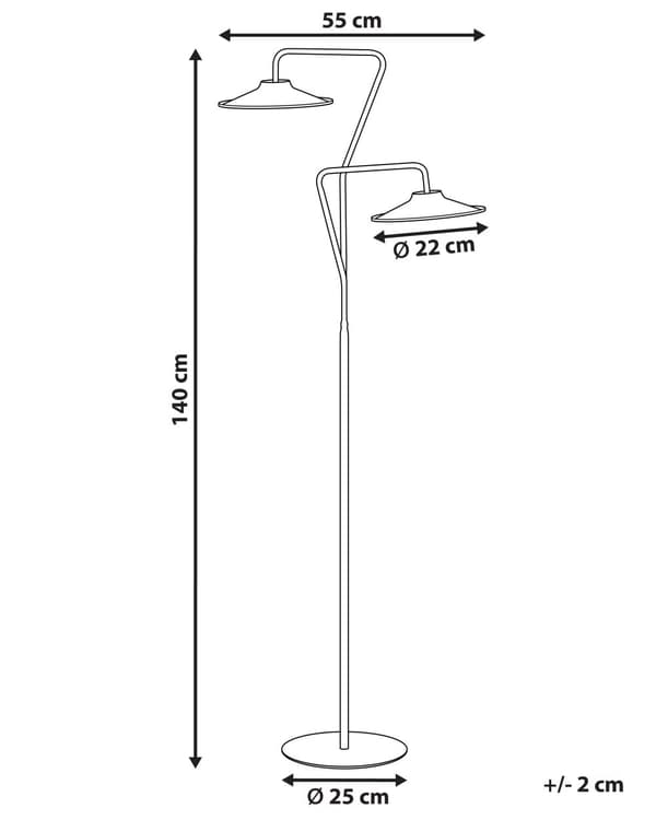 2 lys LED-gulvlampe hvid 140 cm Varmt lys Stue Soveværelse Kontor Studie Moderne belysning