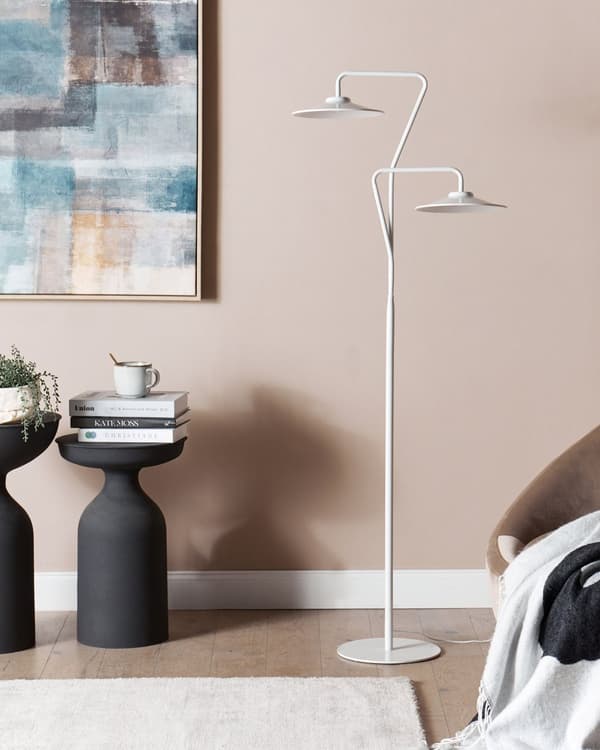 2 lys LED-gulvlampe hvid 140 cm Varmt lys Stue Soveværelse Kontor Studie Moderne belysning