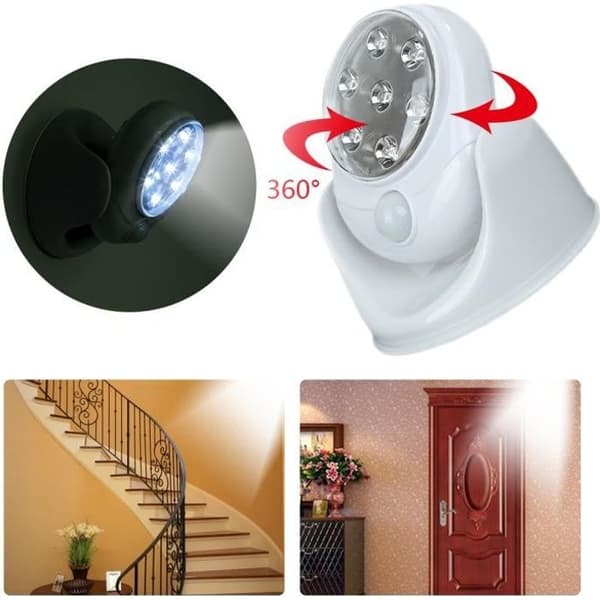Trådlös 360° rörelsesensor LED-lampa för trädgårdsväggtoaletter - Vit