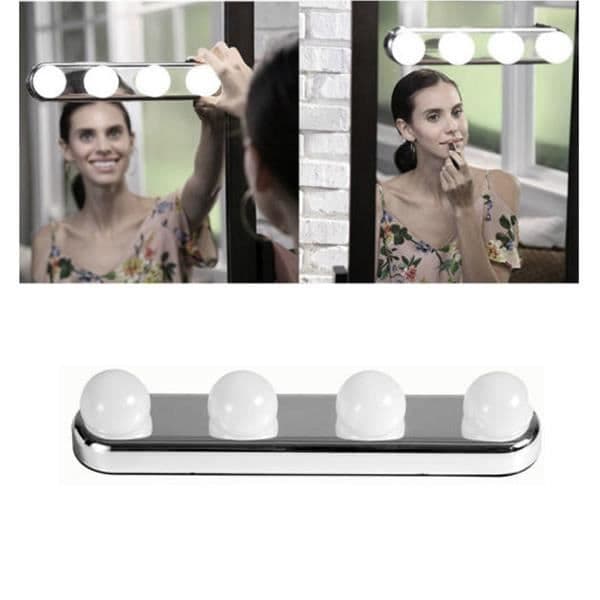 LED-ljus, 4 LED-lampor Sminkspegel Ljus Sugkopp Installation Sminkbord Sminkbordslampa Vägglampa