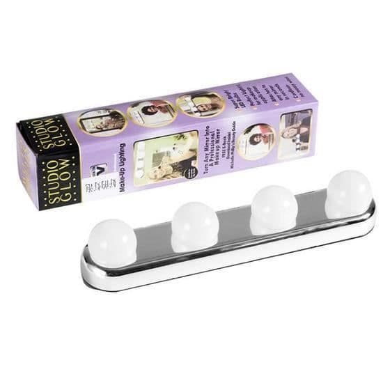 Studio Glow Make Up Light Super Bright 4 LED-lampor Portable Cosmetic Mirror Kit Batteridriven sminklampa (Färg: Silver
