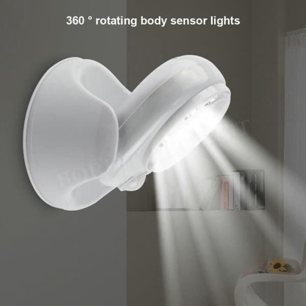 LED-ljus 360° Detektor Rörelse Automatisk Roterar Trådlös Sensor Uteplats Säkerhet för trädgårdsvägg Korridor Toalett Lumi