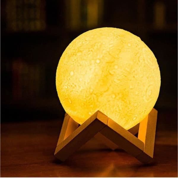 SMRT Julljus LED Nattljus Dekoration Hem Festprydnad Lampa Present Jul Moonlight 3D Bordsbord Månlampa 15cm