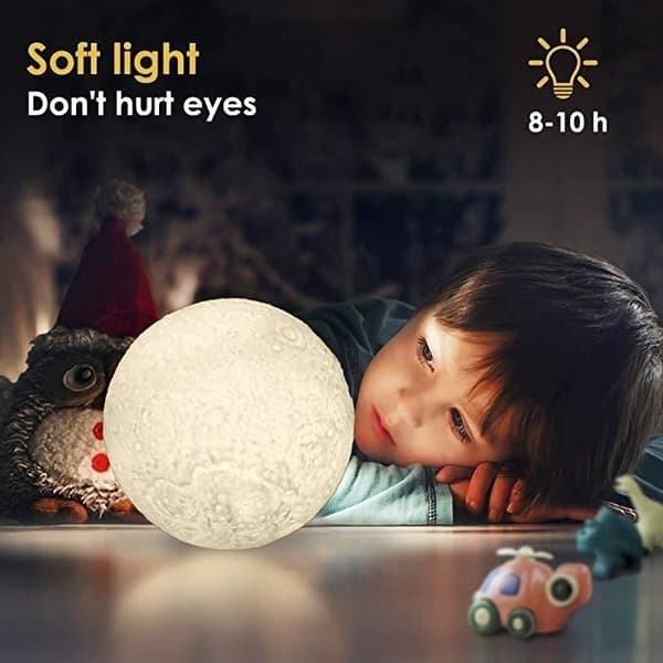 AFAITH 3D-månlampa, LED-nattljus 15 cm månlampa med fjärrkontroll och dimbar Touch Switch Batteridriven, USB-uppladdningsbar