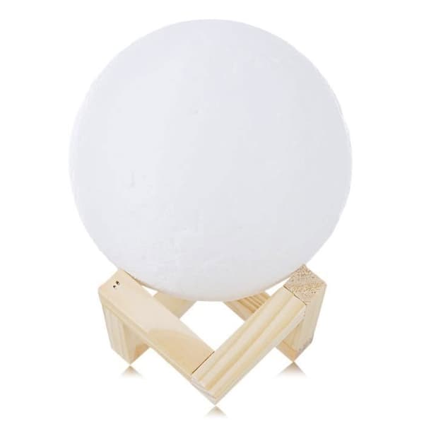 Månlampa 3D-lampa Uppladdningsbar med USB sänglampa, månlampa 3D-tryckt Touch Light LED PLA 240mAh 15CM Vit
