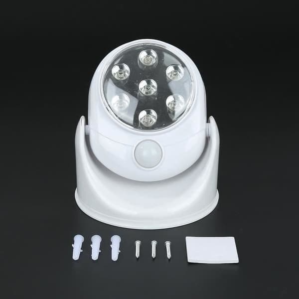 LED-ljus 360° Rörelsedetektor Auto Rotera Trådlös Sensor Uteplats Säkerhet för trädgårdsvägg Hall Toalett H03A7