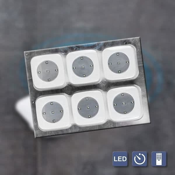 Paket med 6 LED-spotlights med fjärrkontroll utan sladdar eller skruvar