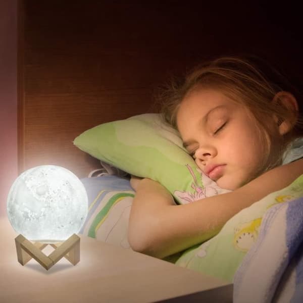3D Månlampa 15CM 5W LED Nattljus USB Uppladdningsbar 50000 timmar Flerfärgad Touch Moonlight Månlampa Fjärrkontroll, 4 lägen