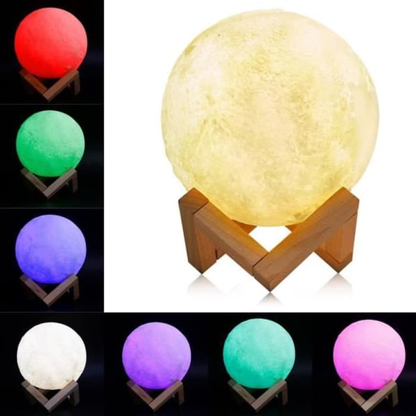 3D Månlampa, LED Nattljus 15 cm Månlampa med fjärrkontroll, RGB Moonlight, Touch Control, USB Uppladdningsbar