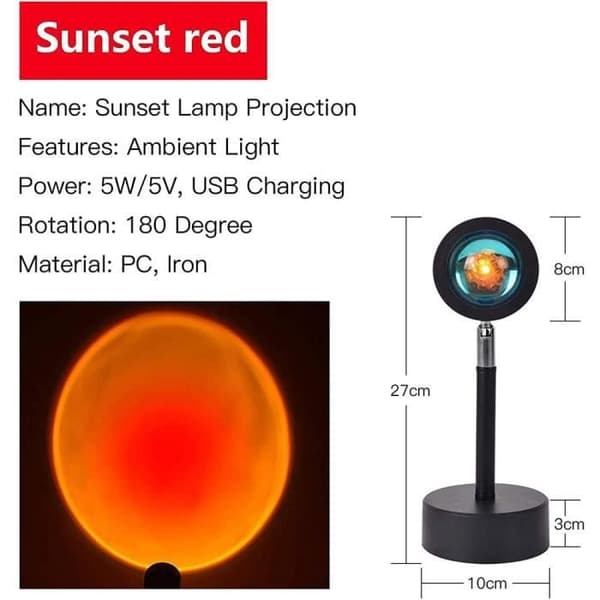 Solnedgångslampa Solnedgång, solnedgångsprojektion LED-ljus Golvlampa Fotografi Bakgrund Roterande romantisk stämning Visuell lampa