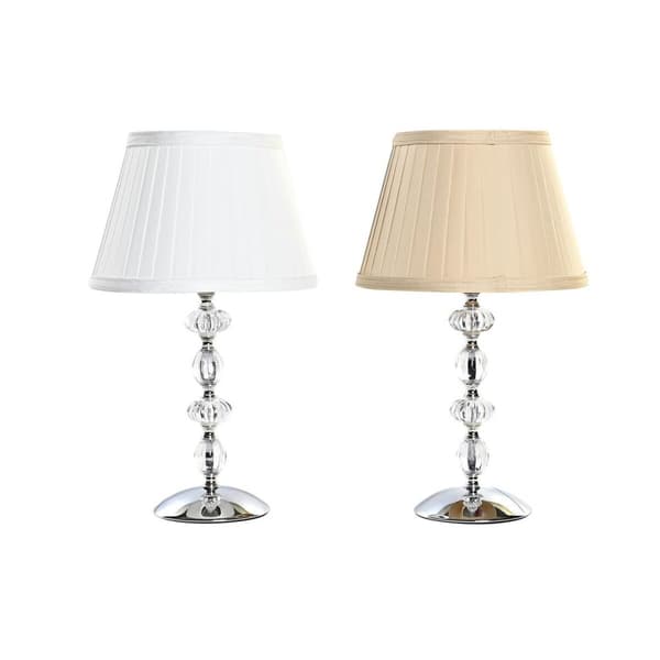 Bordslampa Home ESPRIT Vit Beige Metall Glas 25 x 25 x 42 cm (2 antal)