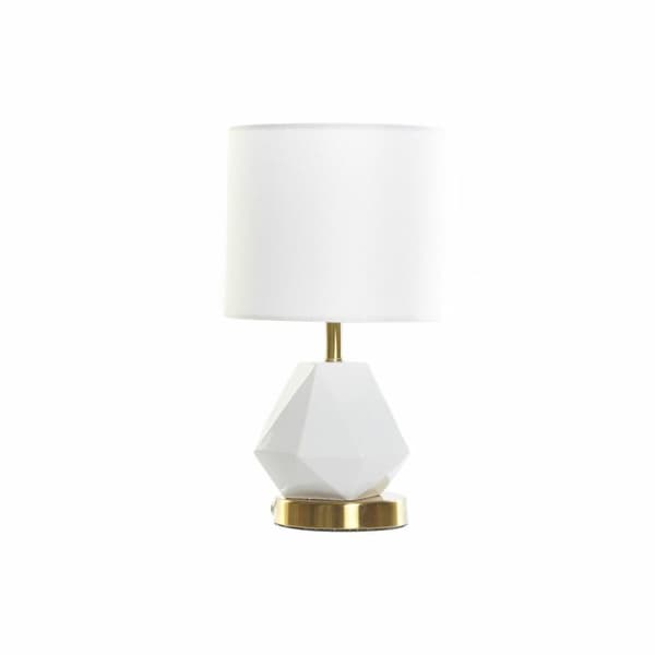 Bordslampa DKD Home Decor Vit Polyester Metall Keramik 220 V Gyllene 50 W (20 x 20 x 37 cm)