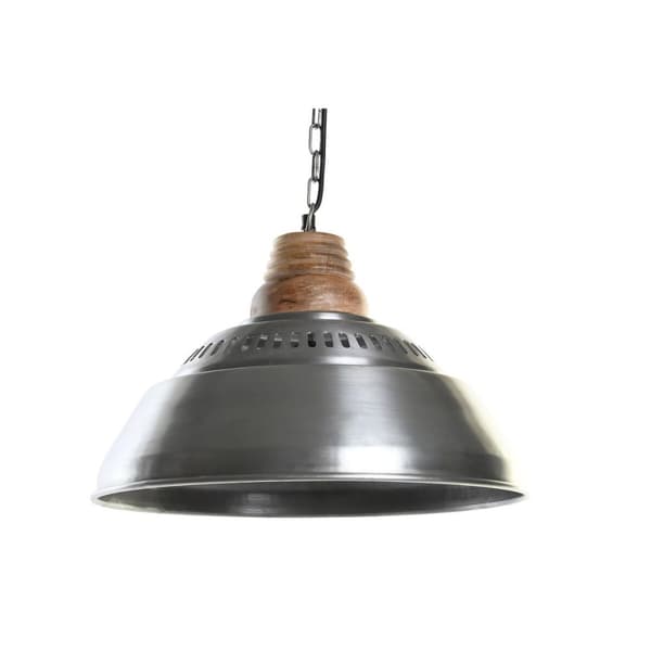 Loftslampe DKD Home Decor Sølvfarvet Brun Jern Mangotræ 50 W (43 x 43 x 31 cm)