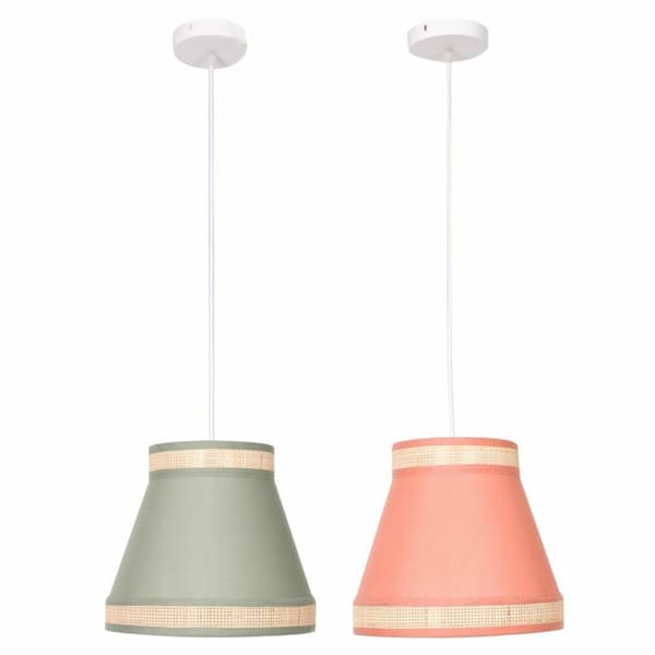Loftslampe DKD Home Decor 30 x 30 x 28 cm Natur Orange Grøn Spanskrør 28 x 28 x 28 cm 50 W (2 enheder)