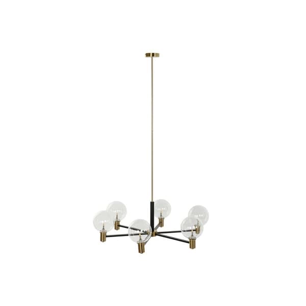Loftslampe DKD Home Decor 83 x 83 x 128 cm Krystal Sort Gylden Metal 9 W Sort