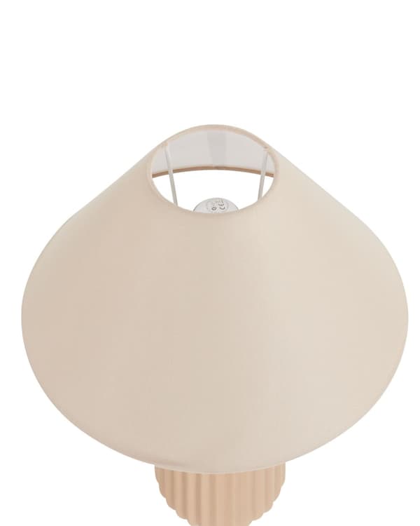 Pöytävalaisin beige keraaminen uurrettu jalka kartio varjostin minimalistinen