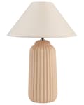 Pikkukuva 1 / 9: Pöytävalaisin beige keraaminen uurrettu jalka kartio varjostin minimalistinen