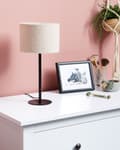 Miniatyrbilde 4 av 10: Nattbordslampe Beige Boucle trommeskjerm Metallsokkel 40 cm Moderne stil Stue Soverom