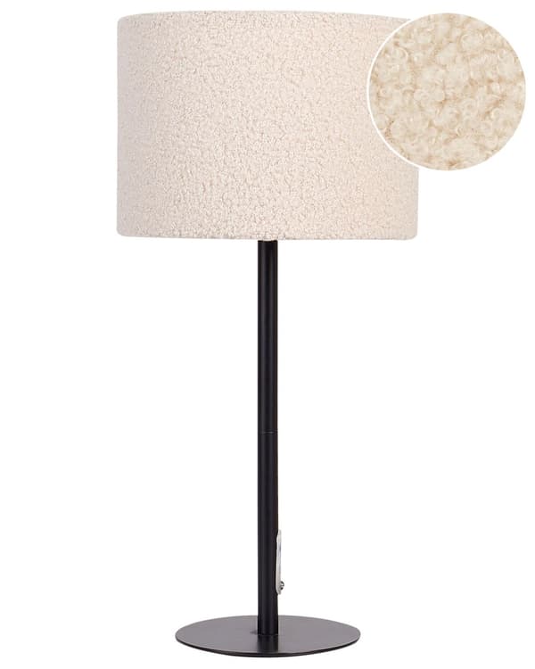 Nattbordslampe Beige Boucle trommeskjerm Metallsokkel 40 cm Moderne stil Stue Soverom