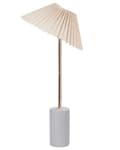 Pikkukuva 6 / 11: Pöytävalaisin beige 68 cm betoni jalka pellava kartiovarjostin moderni tyyli