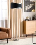 Miniatyrbillede 4 af 11: Gulvlampe Fod i sølv og sort metal Lampeskærm i imiteret silke Moderne og nutidig stil