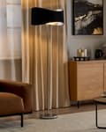 Miniatyrbillede 2 af 11: Gulvlampe Fod i sølv og sort metal Lampeskærm i imiteret silke Moderne og nutidig stil