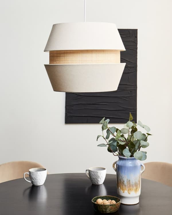 Pendellampe Beige hør Raffia 122 cm Belysning Pendellampe Moderne Boho Design