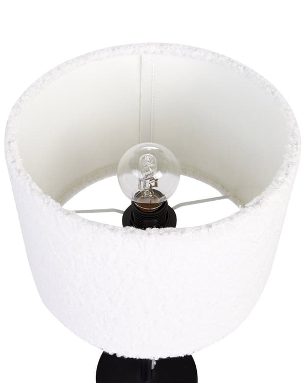 Nattbordslampe Hvid Boucle trommeskærm Metal sokkel 40 cm Moderne stil Stue Soveværelse