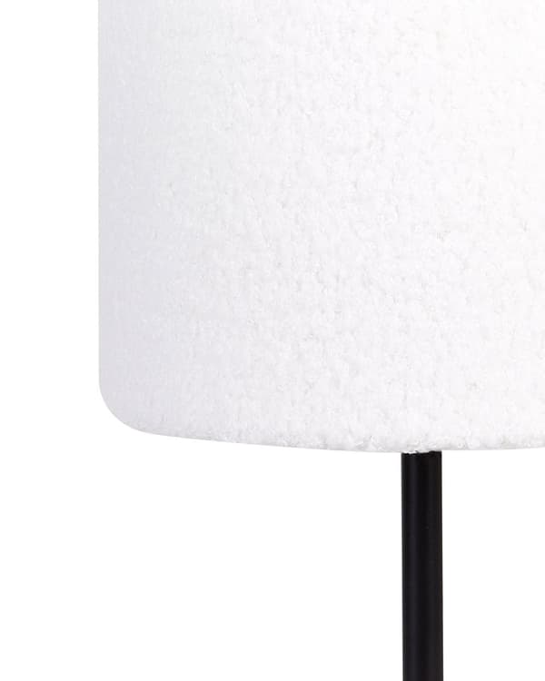 Nattbordslampe Hvid Boucle trommeskærm Metal sokkel 40 cm Moderne stil Stue Soveværelse