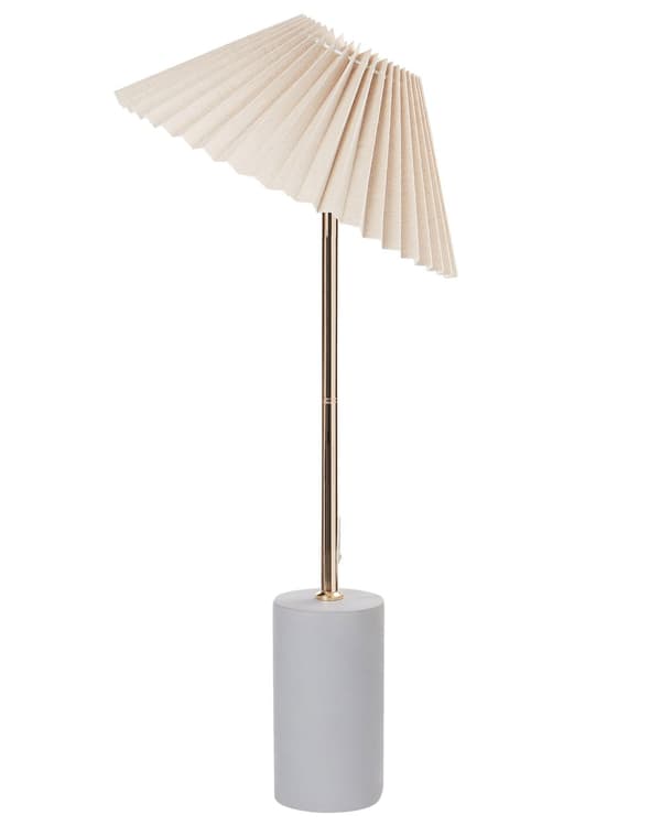 Sengebordslampe Beige hørskærm Metalfod i beton 68 cm Moderne stil Stue Soveværelse