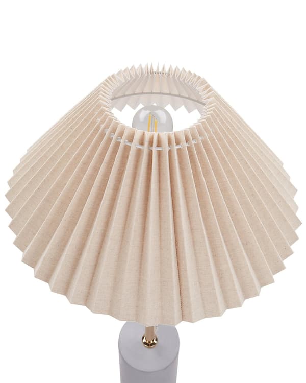 Sengebordslampe Beige hørskærm Metalfod i beton 68 cm Moderne stil Stue Soveværelse