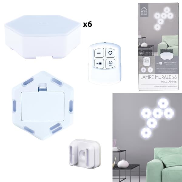 Set med 6 sexkantiga vägglampor 8,5x7,5cm
