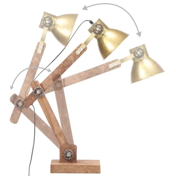 industriel skrivebordslampe 58x18x90 cm E27 rund messingfarvet