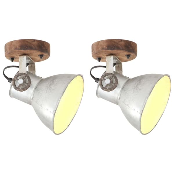 industrielle væg-/loftlamper 2 stk. 20x25 cm E27 sølvfarvet