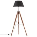 Miniatyrbild 2 av 9: Golvlampa honungsbrun och svart massivt teakträ 141 cm