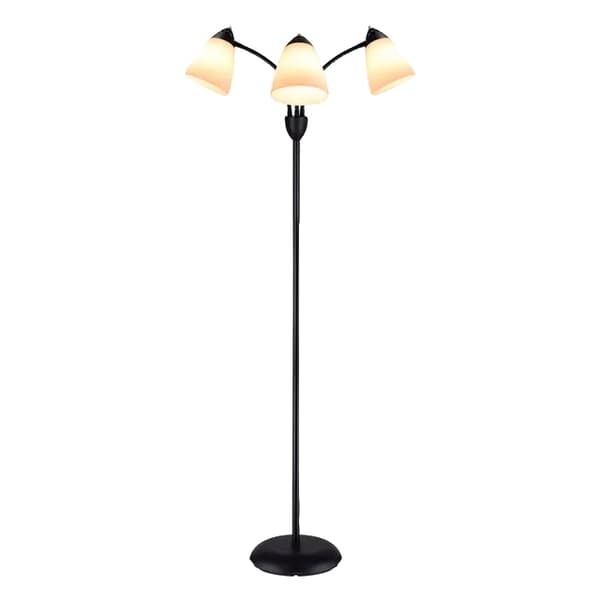 Gulvlampe, Gooseneck Design, Justerbar LED-lys, 3-Light, sort, 220-240V 3-Light