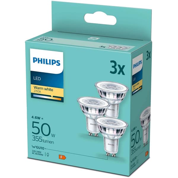 3-pak LED GU10 4,6W (50W) 355lm