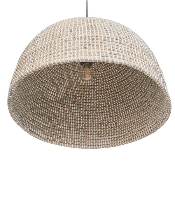Pendellampe Naturlig Sjøgressskjerm Svart Jernfot Boho Lightning Hengende Lampe Stue Soverom Gang