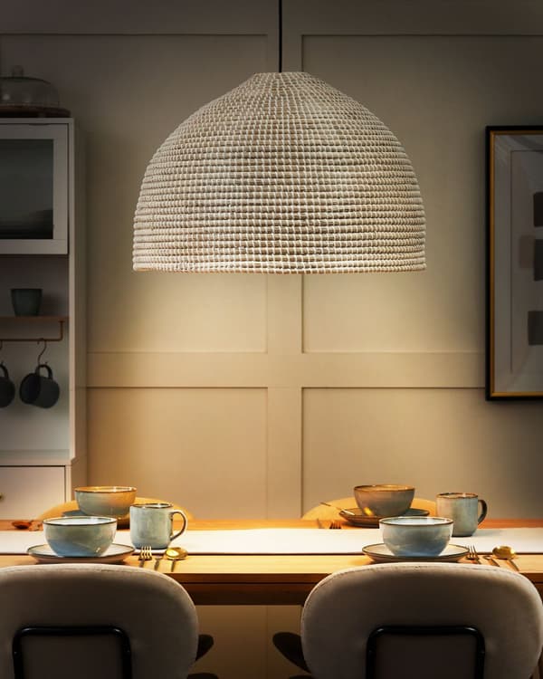 Pendellampe Naturlig Sjøgressskjerm Svart Jernfot Boho Lightning Hengende Lampe Stue Soverom Gang