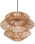 Miniatyrbilde 6 av 9: Pendellampe Naturlig Rottingskjerm Svart Jernfot Boho Hengende Lampe Stue Soverom Gang