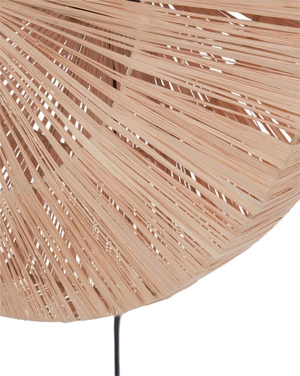 Vegglampe Naturlig Stråskjerm Svart Jernfot Boho Lys Soverom Stue