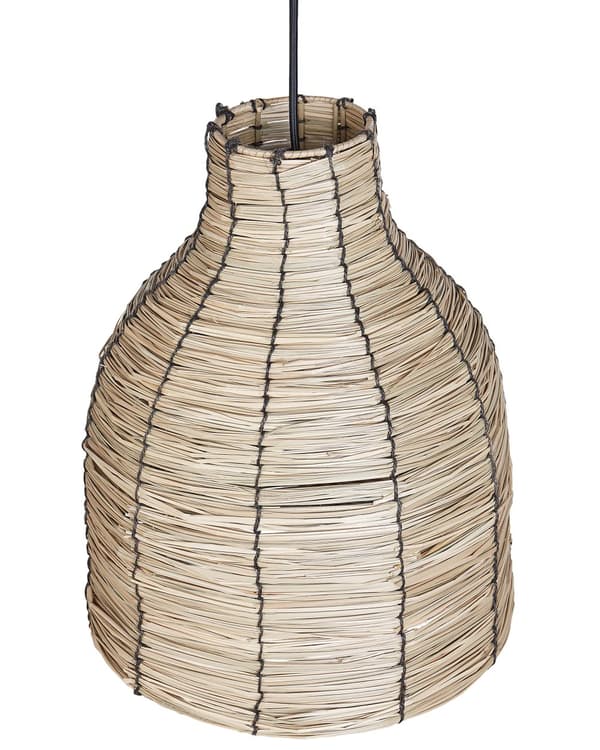 Pendellampe Naturlig Sjøgressskjerm Svart Jernfot Boho Hengende Lampe Stue Soverom Gang
