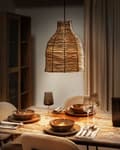 Miniatyrbilde 2 av 9: Pendellampe Naturlig Sjøgressskjerm Svart Jernfot Boho Hengende Lampe Stue Soverom Gang