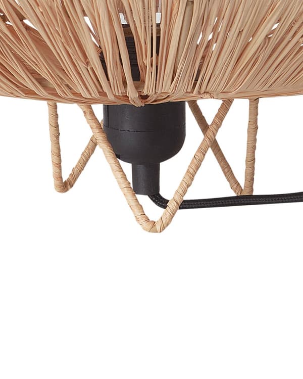 Bordlampe Naturlig Stråskjerm Svart Jernfot Boho Lys Soverom Stue