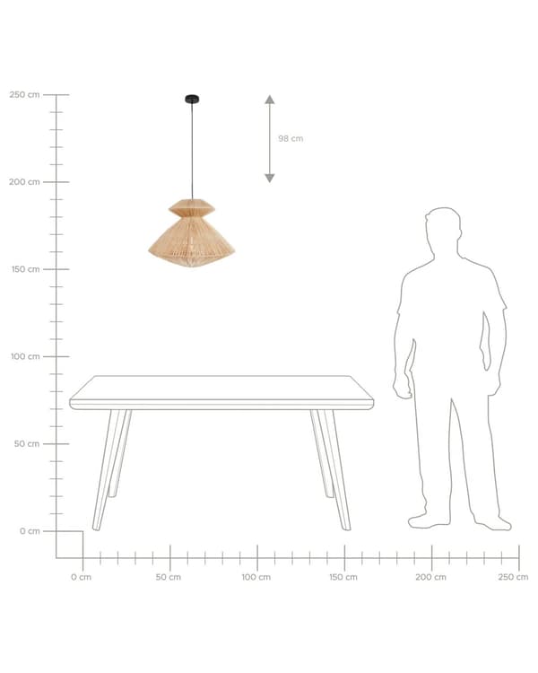 Pendellampe Naturlig stråskjerm Svart jernfot Boho Lightning Hengende lampe Stue Soverom Gang