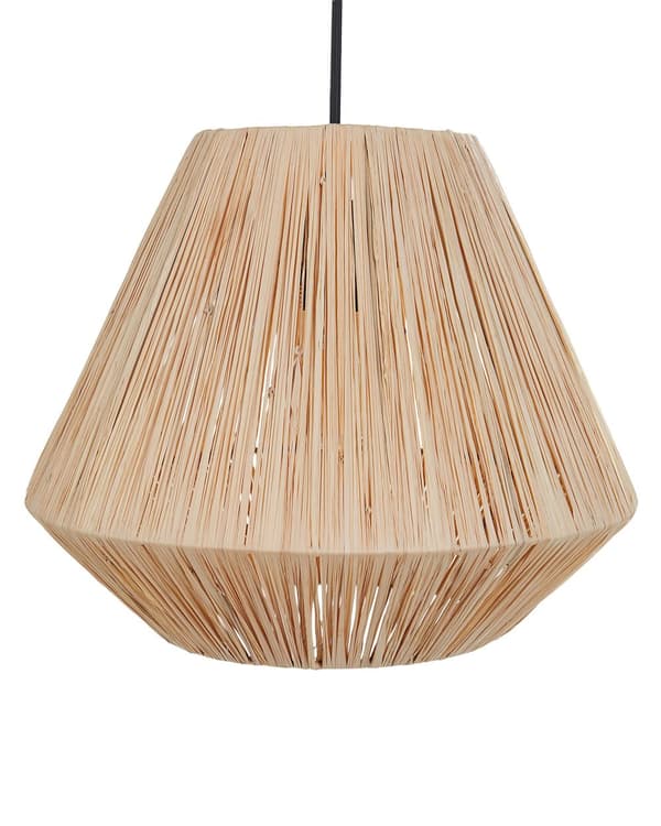 Pendellampe Naturlig stråskjerm Svart jernfot Boho Lightning Hengende lampe Stue Soverom Gang