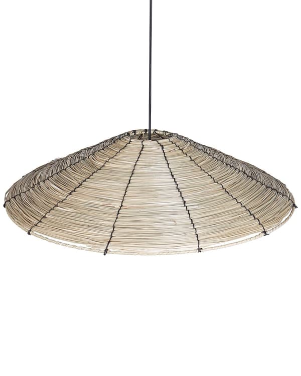 Riippuvalaisin luonnonväri meriruoho rauta ⌀ 67 x 112 cm käsintehty luonnollinen kartiovarjostin boho-tyyli