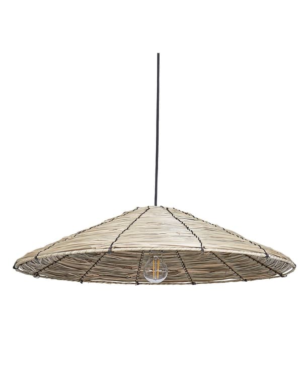 Riippuvalaisin luonnonväri meriruoho rauta ⌀ 67 x 112 cm käsintehty luonnollinen kartiovarjostin boho-tyyli